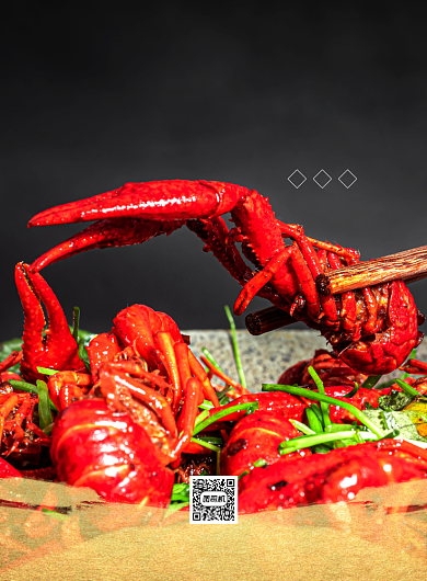 震撼美味麻辣小龙虾海报背景