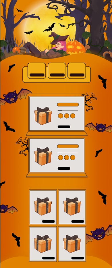 黄色万圣节女巫城堡夜晚插画首页背景