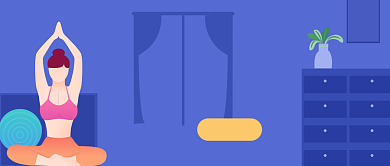 蓝色卡通健身瑜伽妙招健康公众号首图背景