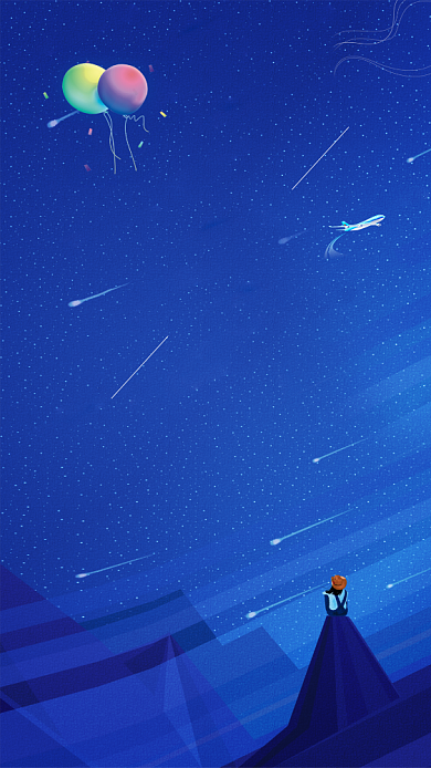 蓝色卡通晚安好梦文章配图背景