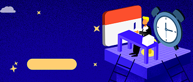 蓝色卡通加班狗日常生活公众号首图背景