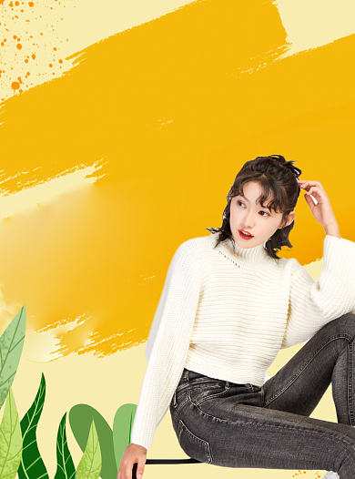 女装黄色写实服装促销宣传单背景