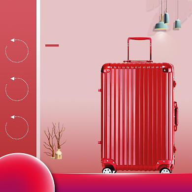 双11红色简约箱包电商主图背景