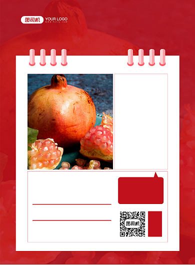 红色扁平化新鲜时令水果会员日促销海报背景