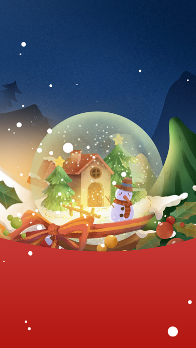 平安夜贺卡祝福插画手机海报背景