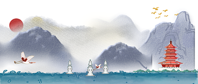中国风山水杭州西湖公众号首图背景
