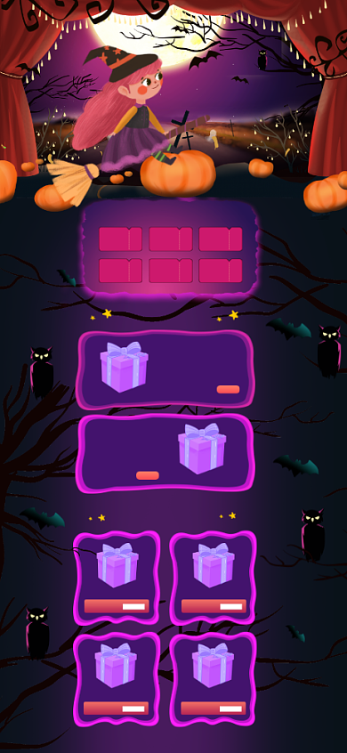 万圣节紫色巫女手绘卡通风电商首页背景