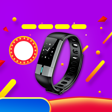 聚划算户外智能运动手环手表主图促销模板背景