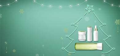 绿色小清新圣诞节美妆海报背景