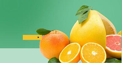 橙子柚子水果时尚撞色促销海报清新背景