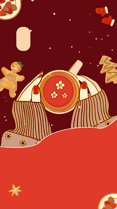 平安夜贺卡祝福插画手机海报背景