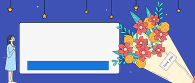 鲜花预定手绘卡通公众号首图背景