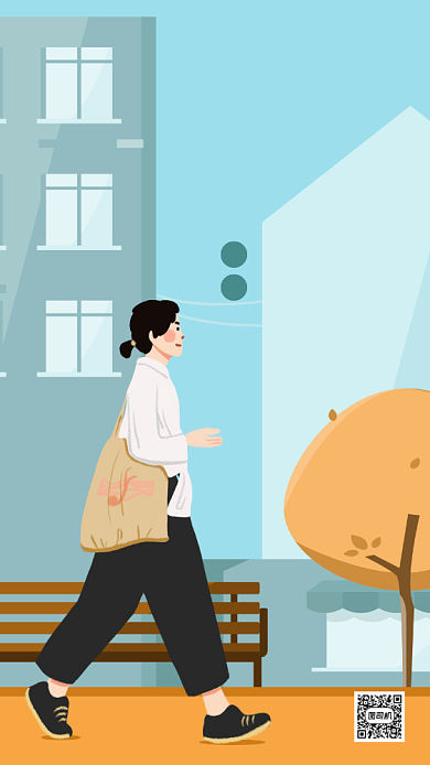 十月你好月初问候插画手机海报背景