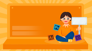 平面设计课程培训简约插画手机横图背景