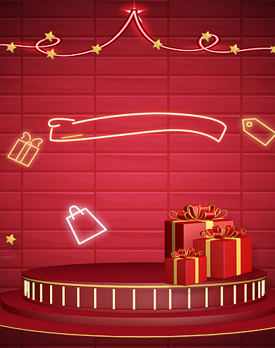 红色简约立体黑五洋货节海报背景