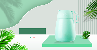 绿色时尚国庆节小清新水杯保温杯海报背景