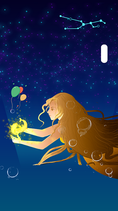 双鱼座生日快乐星空插画文章配图背景