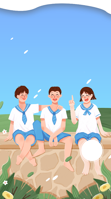 毕业季毕业旅行插画手机海报背景