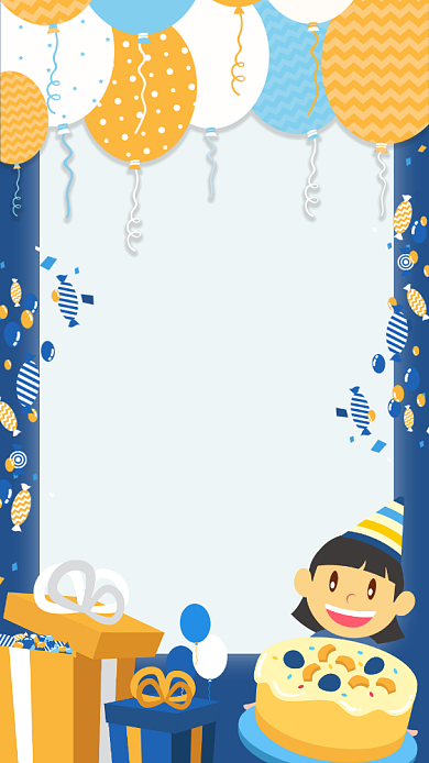 卡通可爱女孩蛋糕礼物生日海报背景