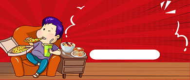 美食测评手绘卡通公众号首图背景