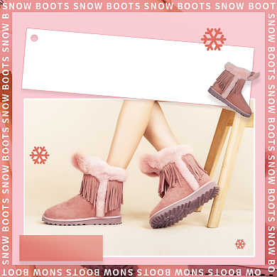 冬季上新平底雪地靴促销简约促销主图背景