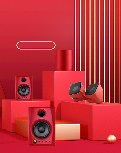 红色大促双十二预售数码家电场景海报背景