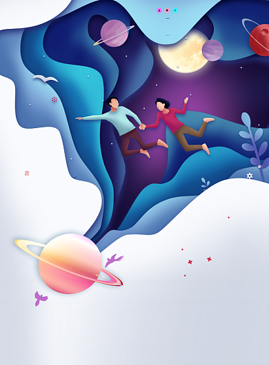 剪纸风格简约七夕创意海报背景