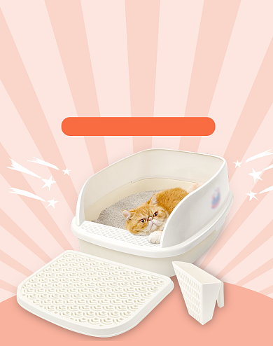 简约时尚小清新宠物猫砂盆海报背景