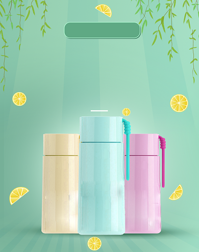 夏日大放价小清新水杯随手杯海报背景