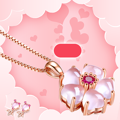 情人节珠宝首饰项链浪漫粉红色主图背景