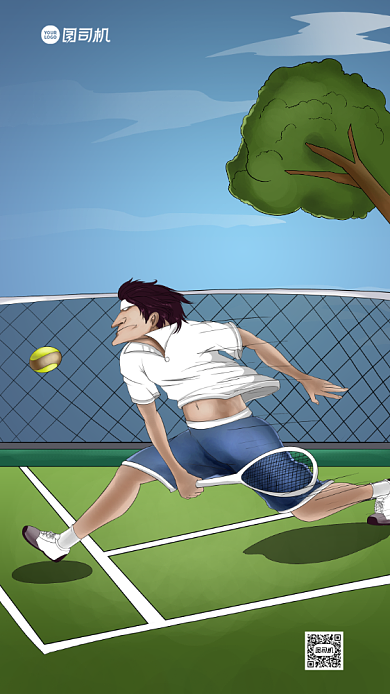 网球比赛宣传手机海报背景