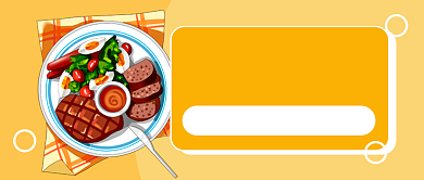 橙色卡通美食推荐餐饮公众号首图背景