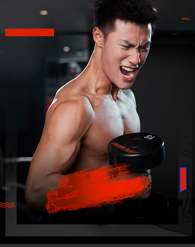 运动健身器械折扣双十二海报猛男背景