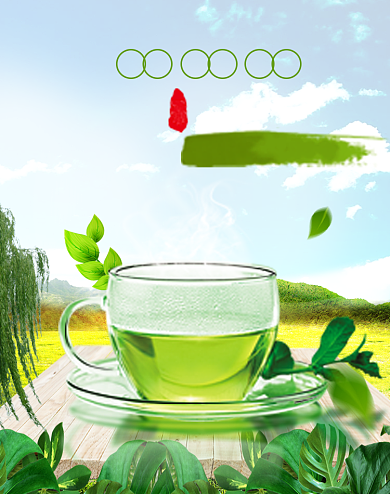 时尚清新绿茶茶叶促销海报背景