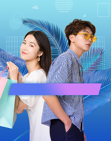 蓝色造物节炫酷服装男装女装海报背景