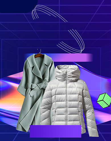 创意秋冬上新羽绒服冬装大衣服装海报背景
