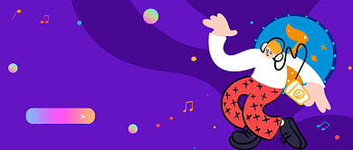 紫色创意音乐培训公众号首图背景