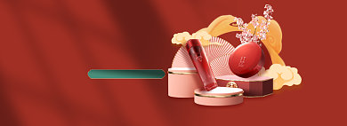 红色复古双12国潮中国风化妆眼霜海报背景