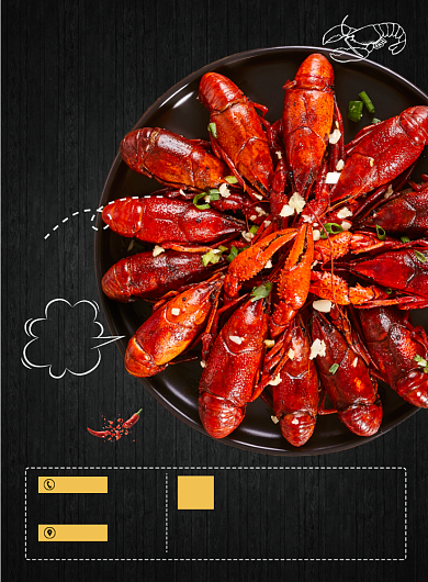 麻辣小龙虾餐饮饭店私房菜外卖印刷海报背景