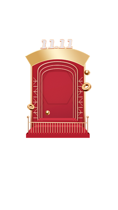 天猫双11红金配色c4D立体弹窗背景