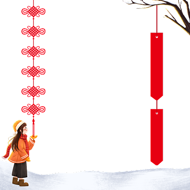 年货节大促围巾帽子中国结手绘主图图标背景