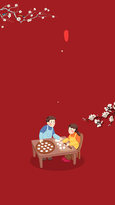 立冬传统节气红色卡通文章配图背景