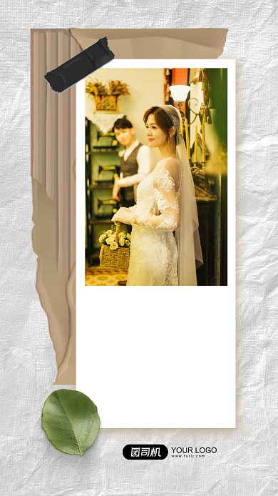 相册简约清新婚礼手机海报背景