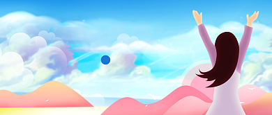 八月你好插画风公众号首图背景