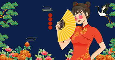 古装旗袍国潮女装定制国潮海报背景