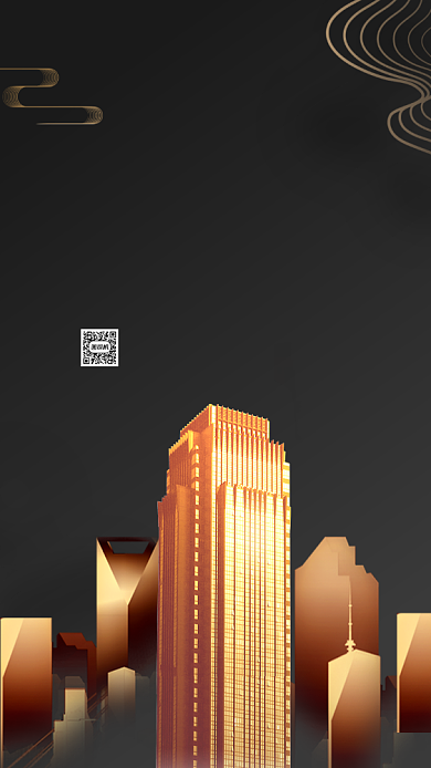 简约大气黑金房地产海报背景