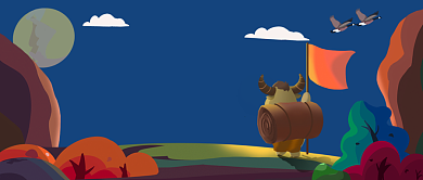 徒步旅行攻略手绘卡通公众号首图背景