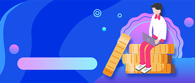 蓝色卡通理财入门课程公众号首图背景