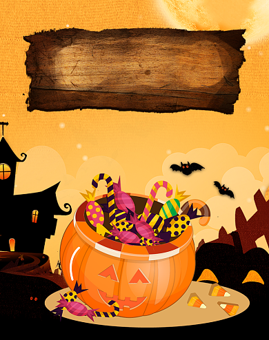 卡通万圣节狂欢夜活动海报背景
