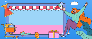 超市促销手绘卡通公众号首图背景